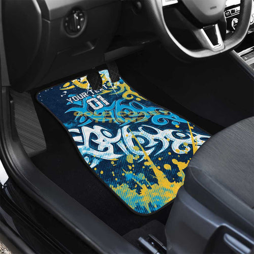Personalized Gold Coast Titans Rugby Car Mats Urban Street Graffiti Style - Distressed Splatter Elements