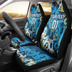 Personalized Gold Coast Titans Rugby Car Seat Cover Urban Street Graffiti Style - Distressed Splatter Elements