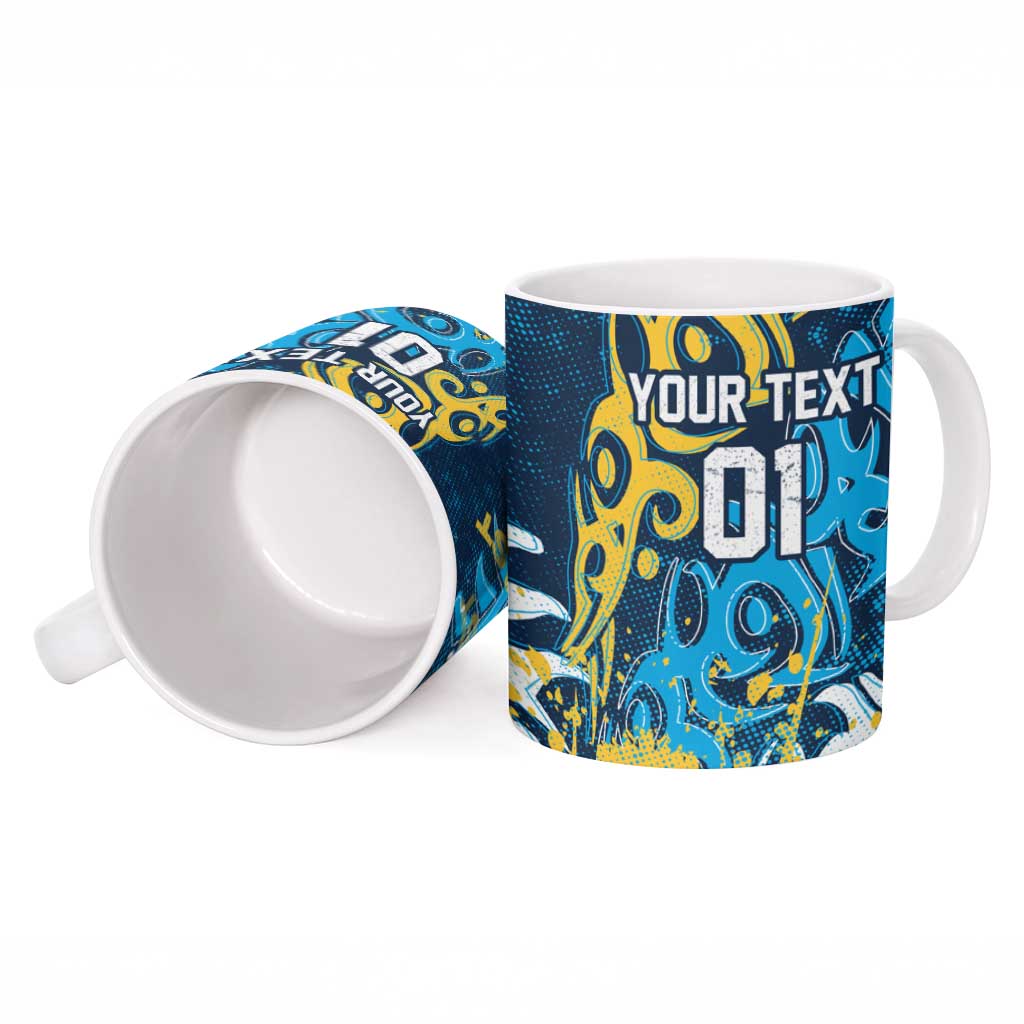 Personalized Gold Coast Titans Rugby Ceramic Mug Urban Street Graffiti Style - Distressed Splatter Elements