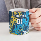 Personalized Gold Coast Titans Rugby Ceramic Mug Urban Street Graffiti Style - Distressed Splatter Elements