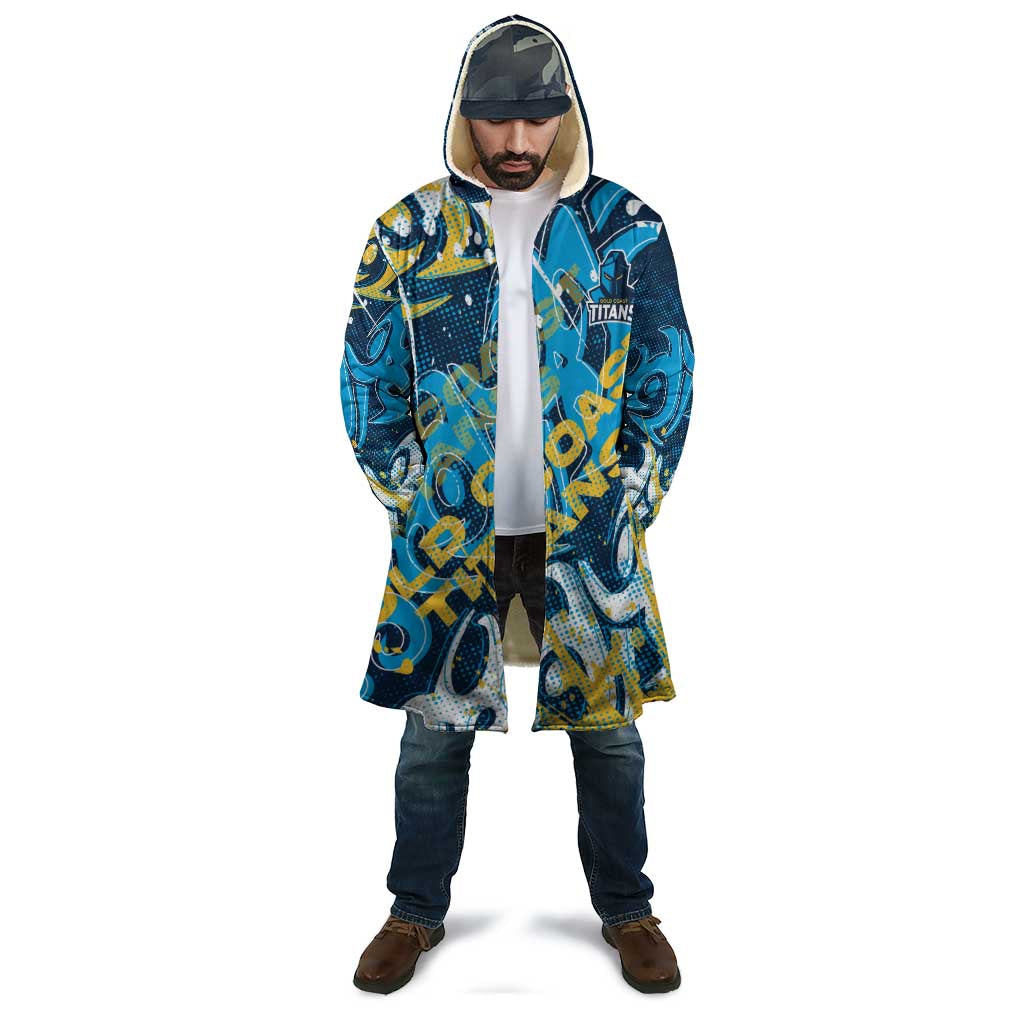 Personalized Gold Coast Titans Rugby Cloak Urban Street Graffiti Style - Distressed Splatter Elements