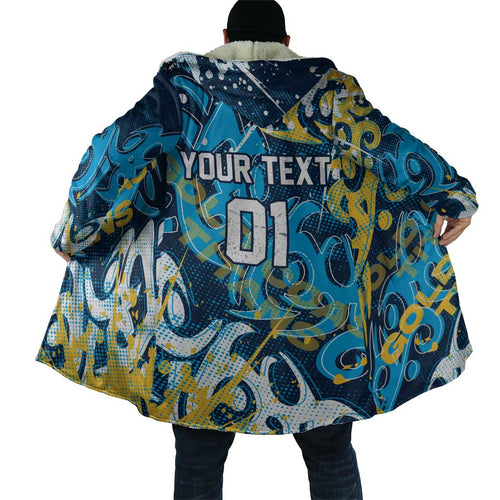 Personalized Gold Coast Titans Rugby Cloak Urban Street Graffiti Style - Distressed Splatter Elements