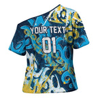Personalized Gold Coast Titans Rugby Cross Shoulder Shirt Urban Street Graffiti Style - Distressed Splatter Elements
