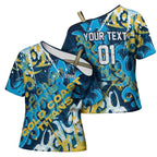 Personalized Gold Coast Titans Rugby Cross Shoulder Shirt Urban Street Graffiti Style - Distressed Splatter Elements