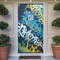 Personalized Gold Coast Titans Rugby Door Cover Urban Street Graffiti Style - Distressed Splatter Elements