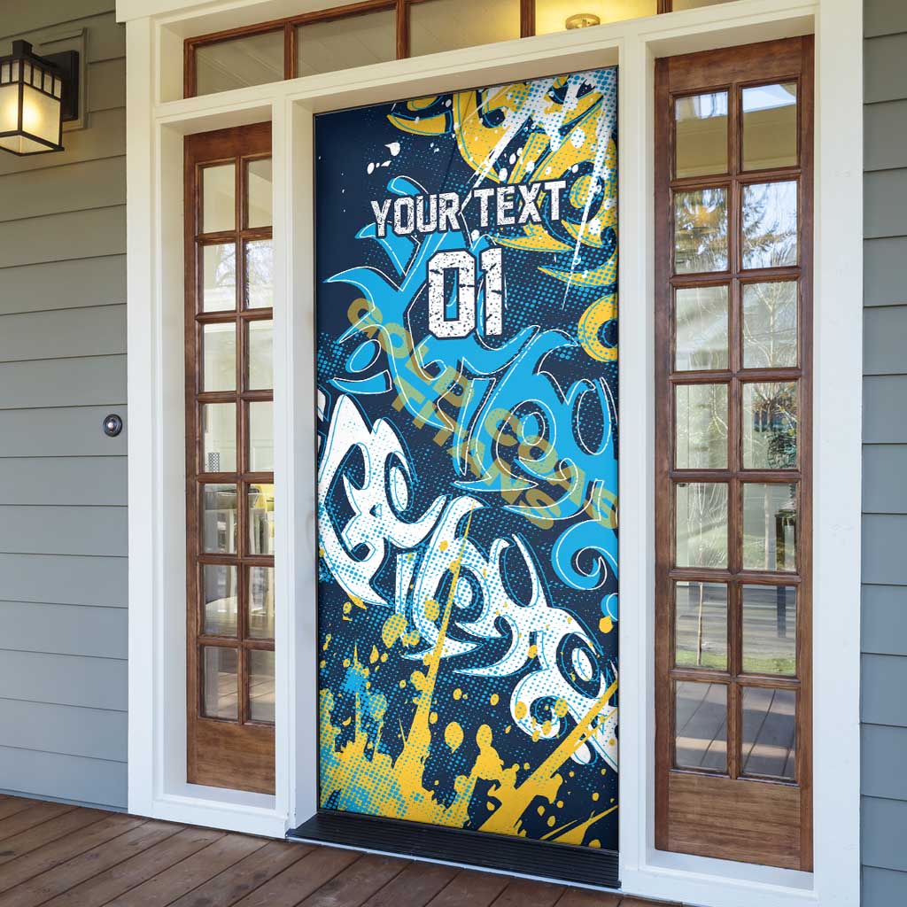Personalized Gold Coast Titans Rugby Door Cover Urban Street Graffiti Style - Distressed Splatter Elements