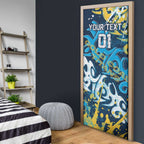 Personalized Gold Coast Titans Rugby Door Cover Urban Street Graffiti Style - Distressed Splatter Elements