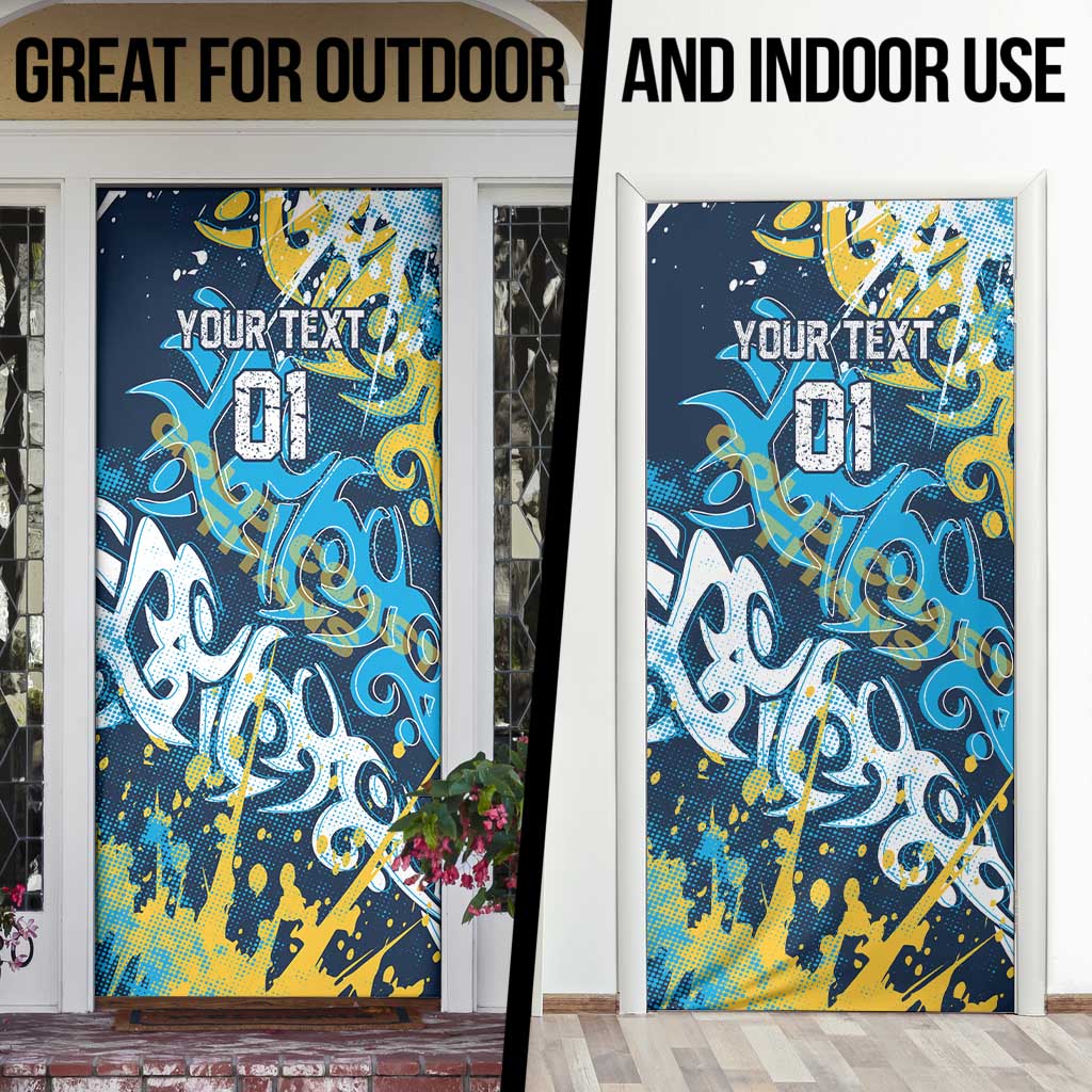 Personalized Gold Coast Titans Rugby Door Cover Urban Street Graffiti Style - Distressed Splatter Elements