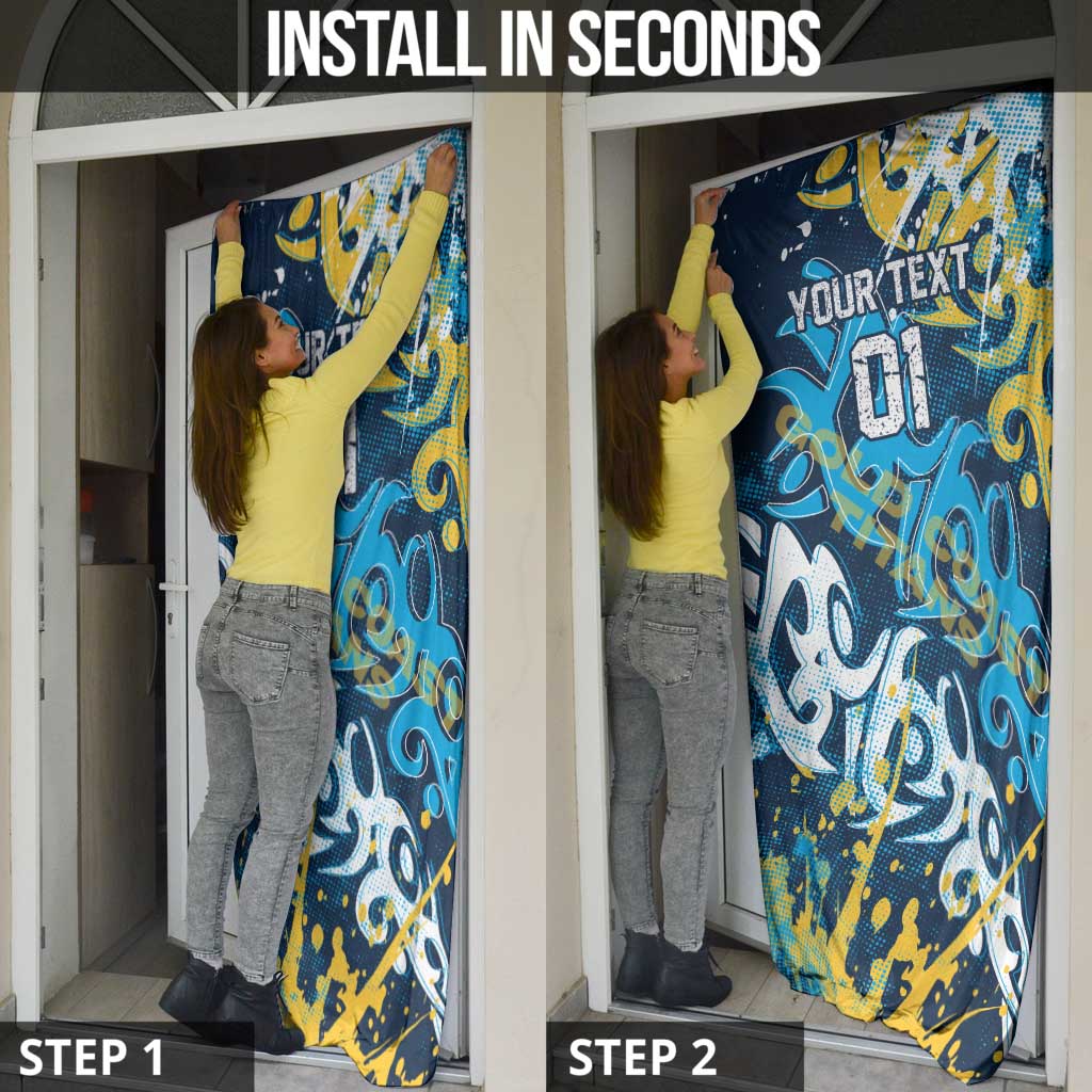 Personalized Gold Coast Titans Rugby Door Cover Urban Street Graffiti Style - Distressed Splatter Elements
