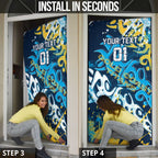 Personalized Gold Coast Titans Rugby Door Cover Urban Street Graffiti Style - Distressed Splatter Elements