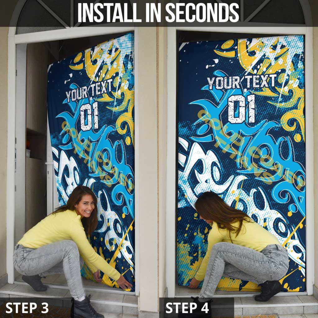 Personalized Gold Coast Titans Rugby Door Cover Urban Street Graffiti Style - Distressed Splatter Elements