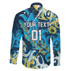 Personalized Gold Coast Titans Rugby Family Matching Off Shoulder Maxi Dress and Hawaiian Shirt Urban Street Graffiti Style - Distressed Splatter Elements