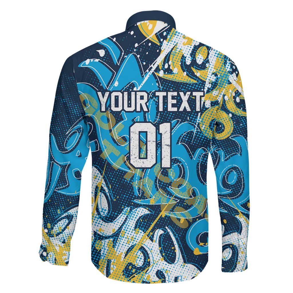 Personalized Gold Coast Titans Rugby Family Matching Off Shoulder Maxi Dress and Hawaiian Shirt Urban Street Graffiti Style - Distressed Splatter Elements