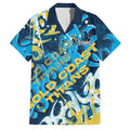 Personalized Gold Coast Titans Rugby Family Matching Off Shoulder Short Dress and Hawaiian Shirt Urban Street Graffiti Style - Distressed Splatter Elements
