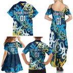 Personalized Gold Coast Titans Rugby Family Matching Summer Maxi Dress and Hawaiian Shirt Urban Street Graffiti Style - Distressed Splatter Elements