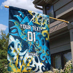 Personalized Gold Coast Titans Rugby Garden Flag Urban Street Graffiti Style - Distressed Splatter Elements