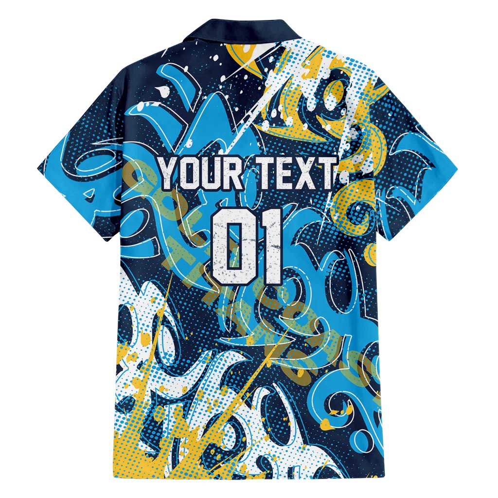 Personalized Gold Coast Titans Rugby Hawaiian Shirt Urban Street Graffiti Style - Distressed Splatter Elements