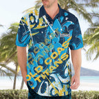 Personalized Gold Coast Titans Rugby Hawaiian Shirt Urban Street Graffiti Style - Distressed Splatter Elements