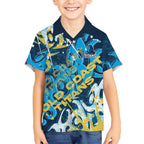 Personalized Gold Coast Titans Rugby Hawaiian Shirt Urban Street Graffiti Style - Distressed Splatter Elements