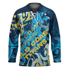 Personalized Gold Coast Titans Rugby Hockey Jersey Urban Street Graffiti Style - Distressed Splatter Elements