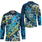 Personalized Gold Coast Titans Rugby Hockey Jersey Urban Street Graffiti Style - Distressed Splatter Elements