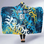 Personalized Gold Coast Titans Rugby Hooded Blanket Urban Street Graffiti Style - Distressed Splatter Elements