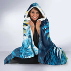 Personalized Gold Coast Titans Rugby Hooded Blanket Urban Street Graffiti Style - Distressed Splatter Elements