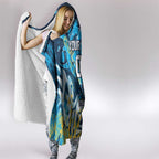 Personalized Gold Coast Titans Rugby Hooded Blanket Urban Street Graffiti Style - Distressed Splatter Elements