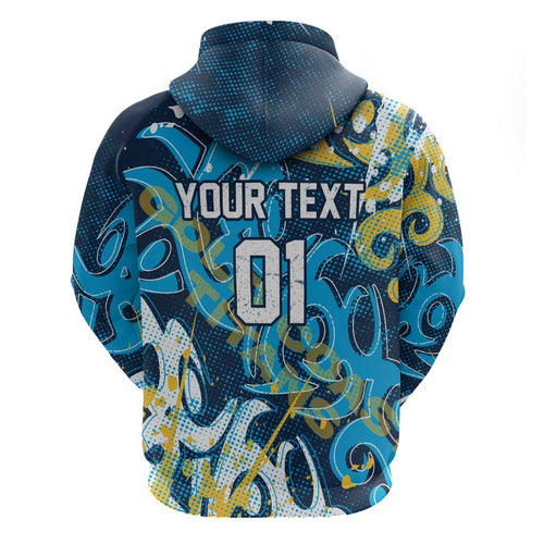 Personalized Gold Coast Titans Rugby Hoodie Urban Street Graffiti Style - Distressed Splatter Elements