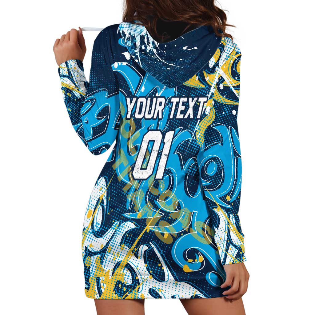 Personalized Gold Coast Titans Rugby Hoodie Dress Urban Street Graffiti Style - Distressed Splatter Elements