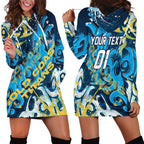 Personalized Gold Coast Titans Rugby Hoodie Dress Urban Street Graffiti Style - Distressed Splatter Elements