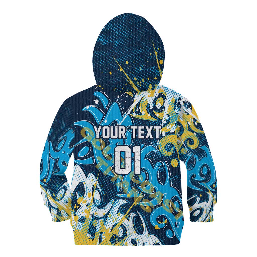 Personalized Gold Coast Titans Rugby Kid Hoodie Urban Street Graffiti Style - Distressed Splatter Elements