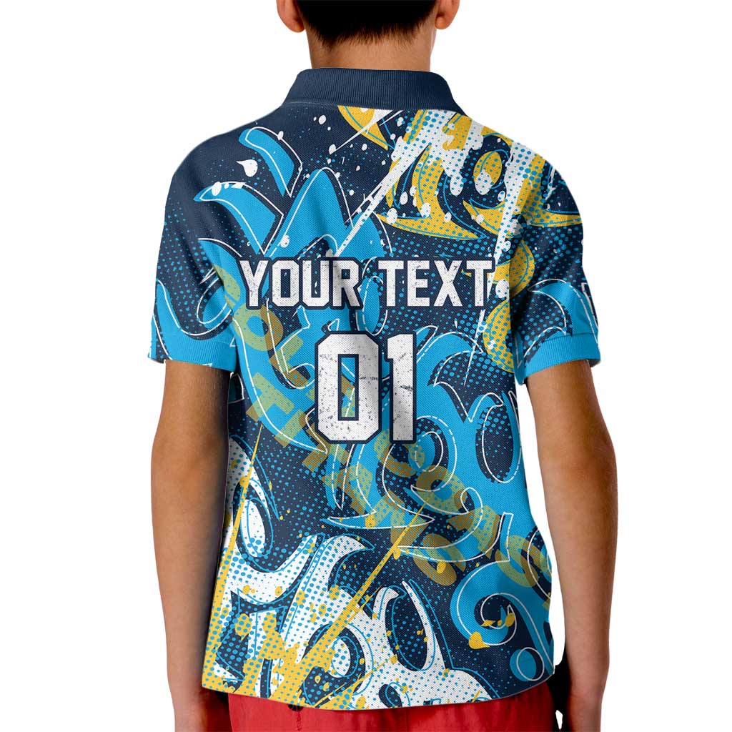 Personalized Gold Coast Titans Rugby Kid Polo Shirt Urban Street Graffiti Style - Distressed Splatter Elements