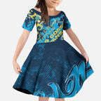 Personalized Gold Coast Titans Rugby Kid Short Sleeve Dress Urban Street Graffiti Style - Distressed Splatter Elements