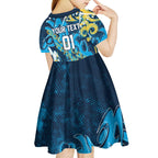 Personalized Gold Coast Titans Rugby Kid Short Sleeve Dress Urban Street Graffiti Style - Distressed Splatter Elements