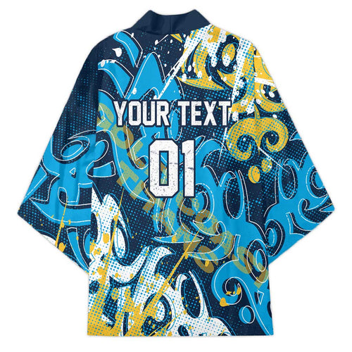 Personalized Gold Coast Titans Rugby Kimono Urban Street Graffiti Style - Distressed Splatter Elements