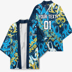 Personalized Gold Coast Titans Rugby Kimono Urban Street Graffiti Style - Distressed Splatter Elements