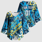 Personalized Gold Coast Titans Rugby Kimono Sleeve Blouse Urban Street Graffiti Style - Distressed Splatter Elements