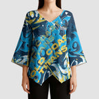 Personalized Gold Coast Titans Rugby Kimono Sleeve Blouse Urban Street Graffiti Style - Distressed Splatter Elements