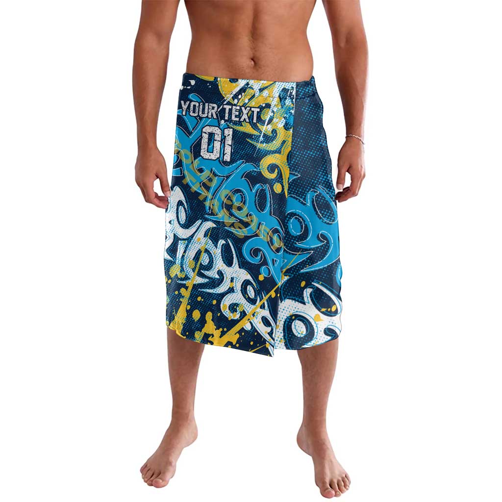 Personalized Gold Coast Titans Rugby Lavalava Urban Street Graffiti Style - Distressed Splatter Elements