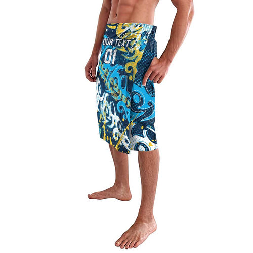 Personalized Gold Coast Titans Rugby Lavalava Urban Street Graffiti Style - Distressed Splatter Elements