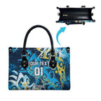 Personalized Gold Coast Titans Rugby Leather Bag Urban Street Graffiti Style - Distressed Splatter Elements