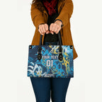 Personalized Gold Coast Titans Rugby Leather Bag Urban Street Graffiti Style - Distressed Splatter Elements