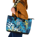 Personalized Gold Coast Titans Rugby Leather Tote Bag Urban Street Graffiti Style - Distressed Splatter Elements