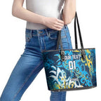Personalized Gold Coast Titans Rugby Leather Tote Bag Urban Street Graffiti Style - Distressed Splatter Elements