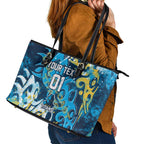 Personalized Gold Coast Titans Rugby Leather Tote Bag Urban Street Graffiti Style - Distressed Splatter Elements