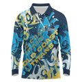 Personalized Gold Coast Titans Rugby Long Sleeve Polo Shirt Urban Street Graffiti Style - Distressed Splatter Elements