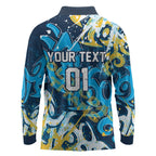 Personalized Gold Coast Titans Rugby Long Sleeve Polo Shirt Urban Street Graffiti Style - Distressed Splatter Elements