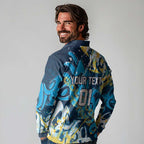 Personalized Gold Coast Titans Rugby Long Sleeve Polo Shirt Urban Street Graffiti Style - Distressed Splatter Elements