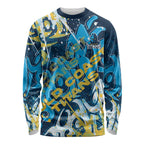 Personalized Gold Coast Titans Rugby Long Sleeve Shirt Urban Street Graffiti Style - Distressed Splatter Elements